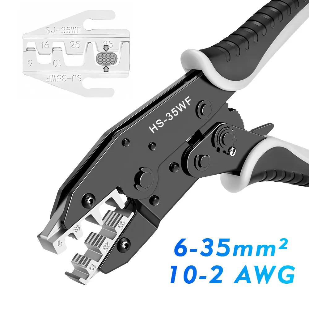 Hs-35wf 10 15 25 35 مللي متر 7-2awg كماشة تجعيد صغيرة أدوات يدوية متعددة أنبوب كبير الحجم محطات Bootlace العقص أليكات 9 بوصة