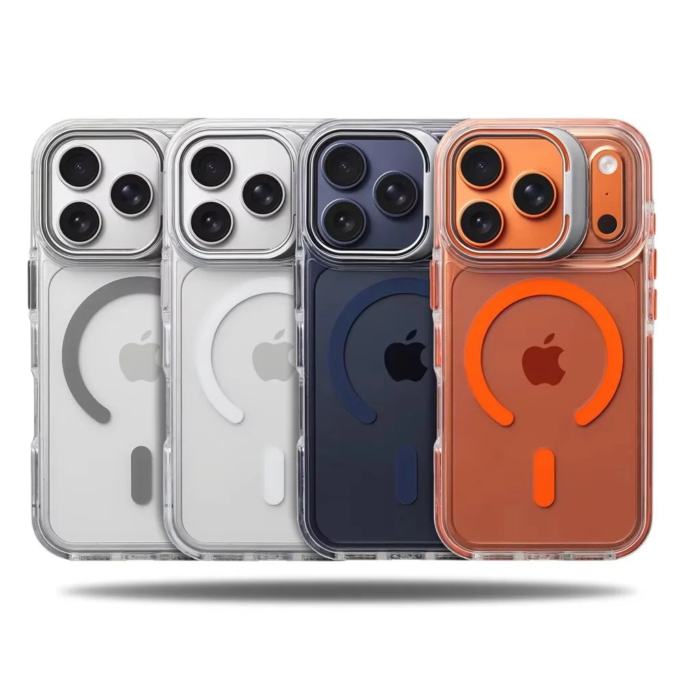 Przezroczyste etui z magnetycznym uchwytem i podstawką do iPhone 18, 17 Pro Max, 17 Air, 16, 15, 14, 13, 12 – odporne na wstrząsy, z ochroną aparatu. — zdjęcie produktu 3