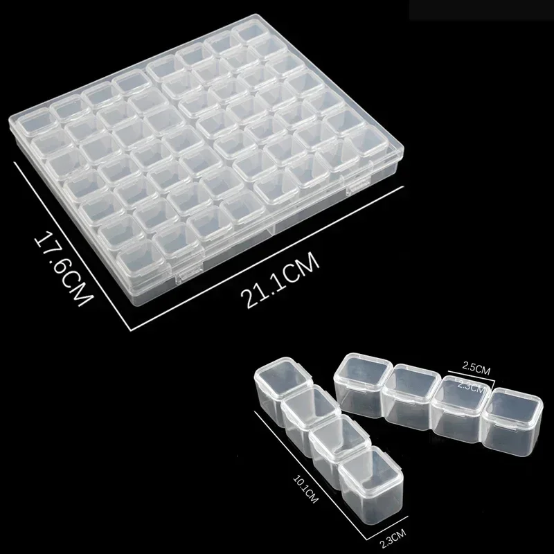 28/56Girds Nail Art Tools Storage Box Compartment Organizers Transparent Plastic Storage Case Beads Diamond Jewelry Container