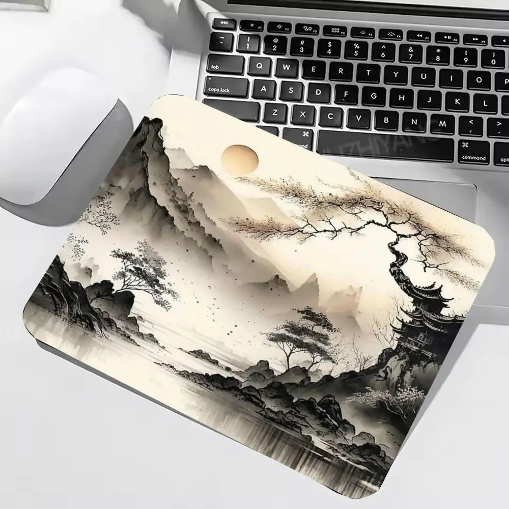 Chinese Ink Wash Mountain Pine Ancient Art Mausepad small mousepad 22*18/25*29CM Pavilion Sunset Landscape 40*45 Non Slip Rubber