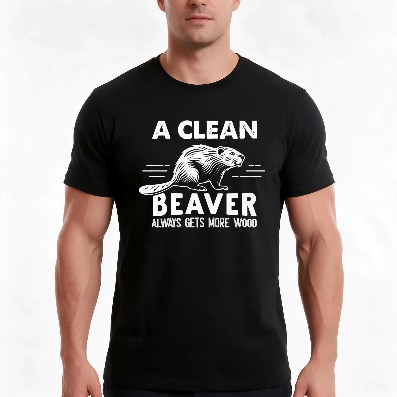 Funny A Clean Beaver Always Gets More Wood, Joke Sarcastic T-Shirt, Summer Casual Cotton Tee, Oversized Streetwear Tops