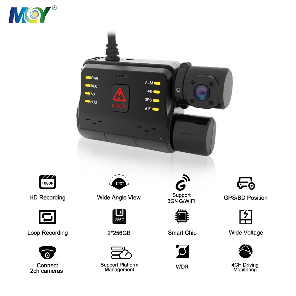 Mcy Full Hd 1080P Front And Rear Wifi Video Recorder Event Data Fleet Management Dual Lens Dash Cam