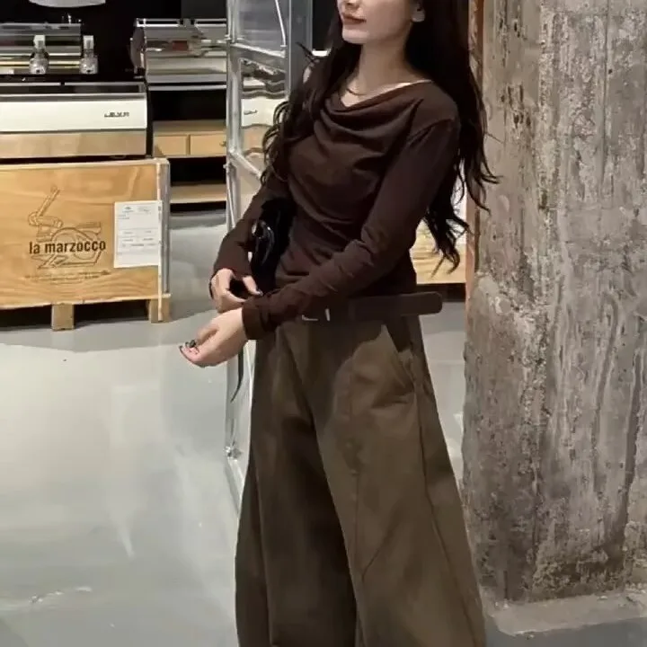 Loose High Waist Wide Leg Jeans Women's Casual Pants American Style Bf Lazy Style Knife  Denim Pants Meat Covering Slimming