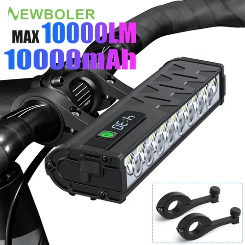 Luz delantera para bicicleta, 10000 lúmenes, 10000mAh, linterna impermeable, carga USB, accesorios para lámpara de Ciclismo de Carretera MTB