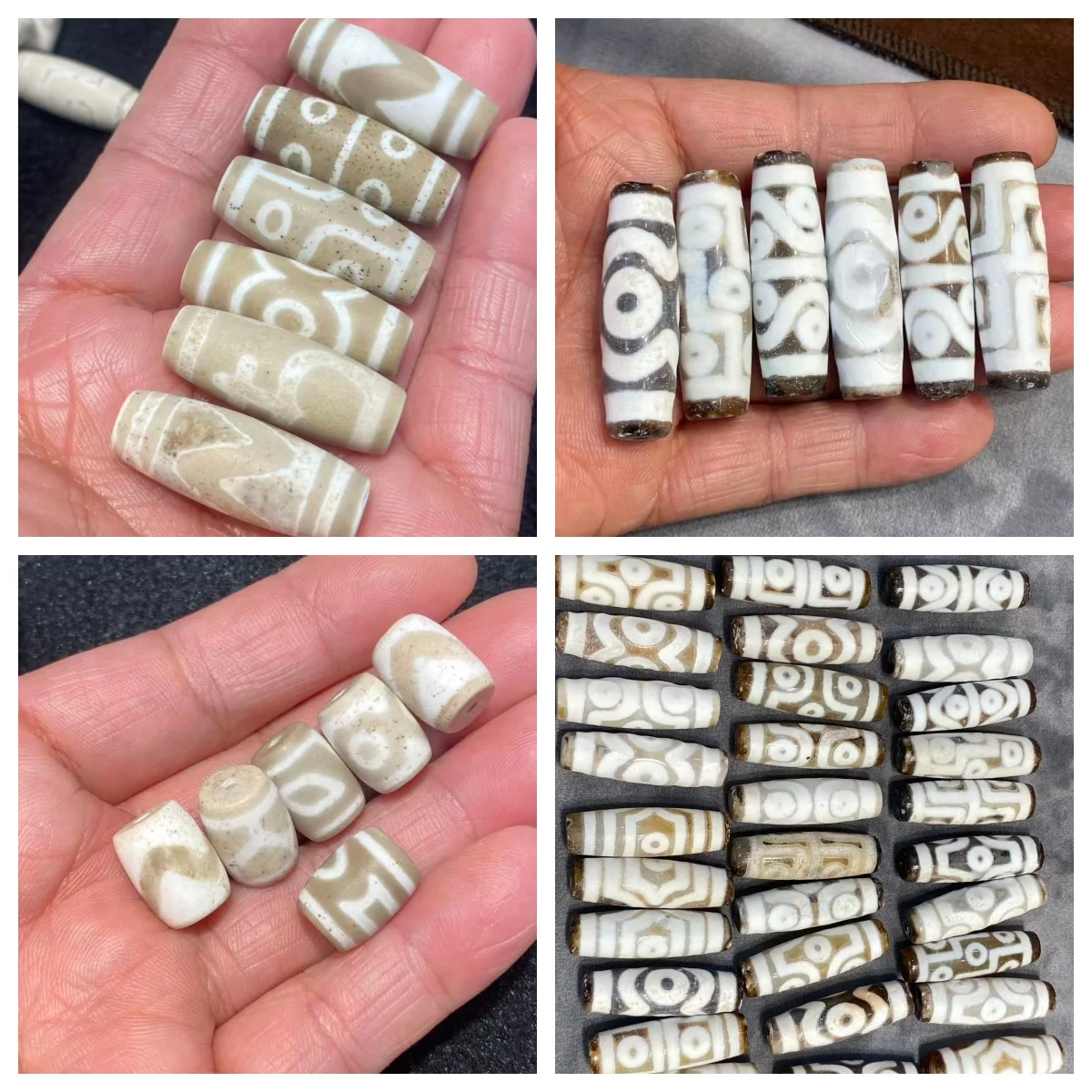 100pcs/lot Taiwanese Craft Baihao Barrel Agate Dzi Bead Weathered Patina Tibetan Loose Beads for Bracelet Necklace Making