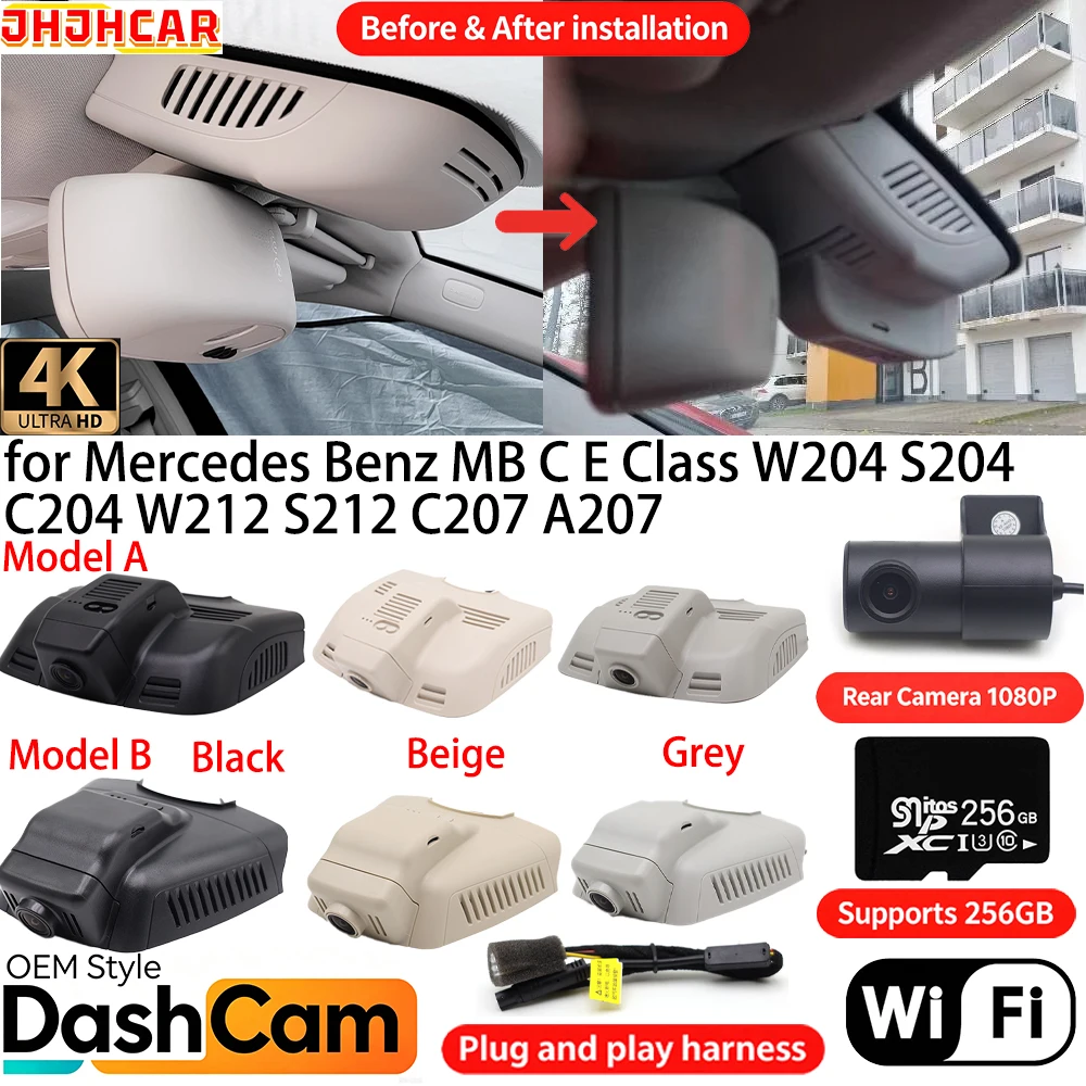 for Mercedes Benz MB C E Class W204 S204 C204 W212 S212 C207 A207 Wifi OEM DVR 4K Dash Cam Front Rear Camera Loop Video Recorder