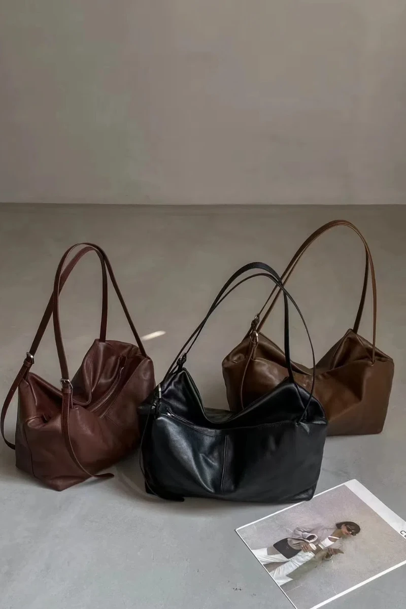 2024 New Fashionable Grain Leather High-end Tote Bag Large Capacity Single Shoulder Armpit Casual Women's Bag