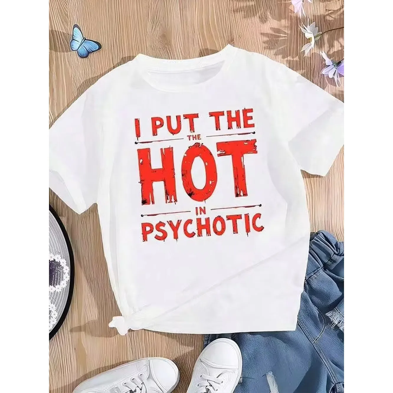 Hes;Summer Tops100 % Cotton My Wife Is Hot Psychotic Adult Humor Sarcastic T-Shirt Women's Men's Graphic Tee Causal Vintage Shirtssummer Outfits HIYJ