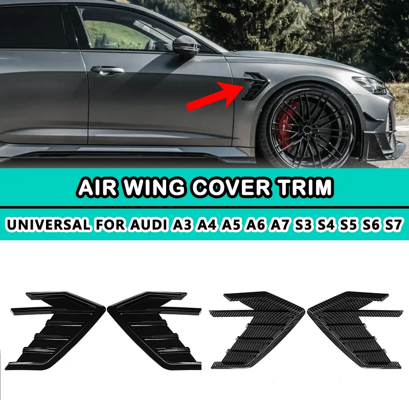 

Universal For Audi A3 A4 A5 A6 A7 S3 S4 S5 S6 S7 RS3 RS4 RS5 RS6 RS7 Car Side Vent Fender Spoiler Racing Outflow Vent Sticker