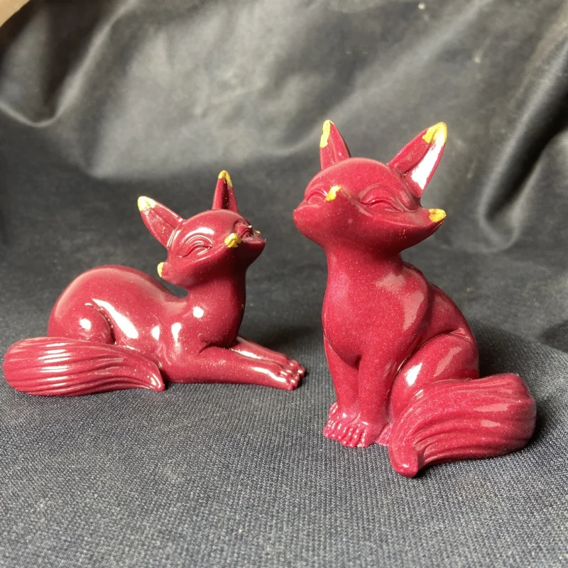 

Cinnabar Fox Decoration Handle Purple Gold Sand Crafts Shuguan Study Home Linghu House Blessing and Fortune Drawing Supply Whole