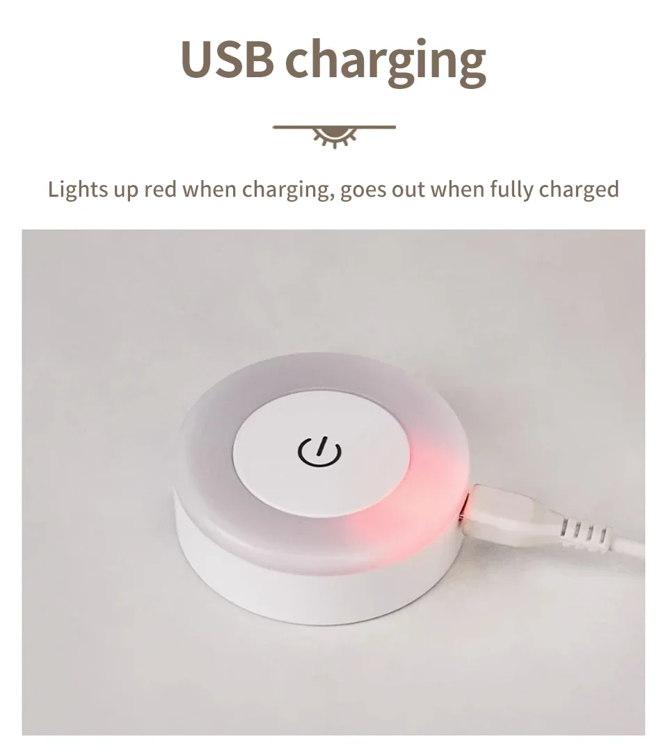LED Touch Glow Night Light For Baby Room Bedroom Bathroom Nighttime Eye Care Lamp 3 Color Adjustable Rechargeable Cabinet Lights