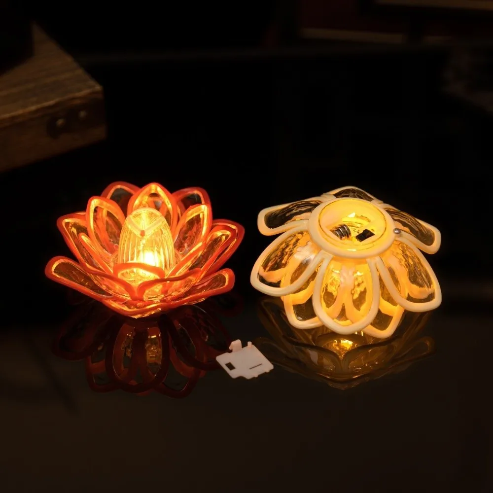 Warm Light Source LED Lotus Lamp Battery Operated Plastic Flameless Candle Atmosphere Lighting Electronic Candle Light