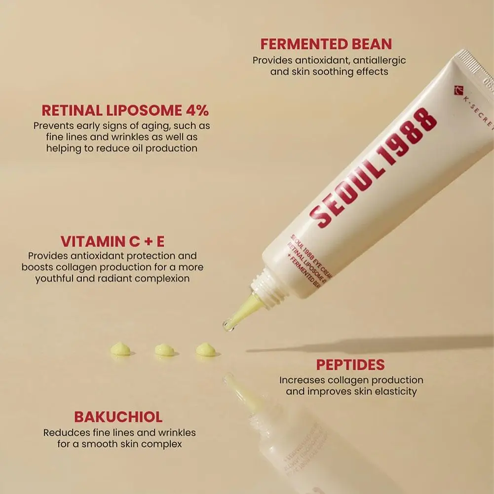 Koreanisches SEOUL 1988, Hautpflegeset – Retinol-Augencreme, Retinol-Ginseng-Niacinamid-Gesichtsessenz, hellt feine Linien auf und dunkle Kreise