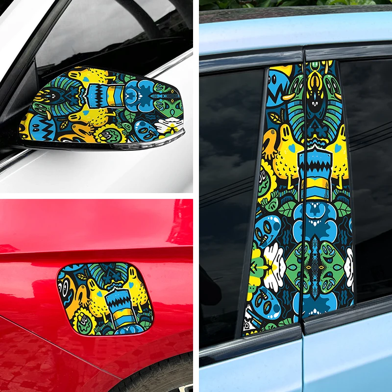 

Мультяшная автомобильная граффити, пленка для рисования, авто кузов, капот, зеркало заднего вида, мотоцикл, велосипед, наклейка, украшение, водостойкая виниловая упаковка