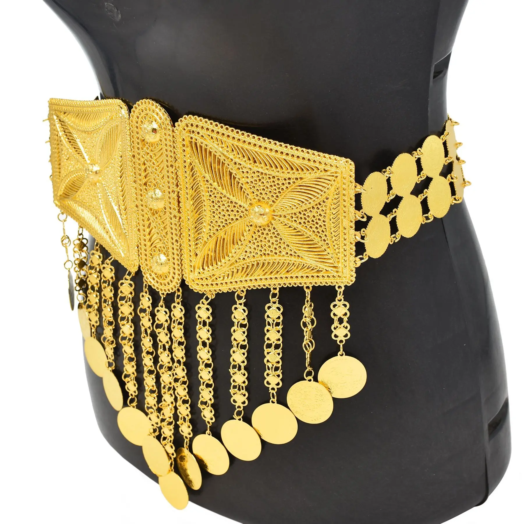 Popodion New Dubai 24K Gold Plated Tassel Belt Bridal Wedding Party Accessories YY10423