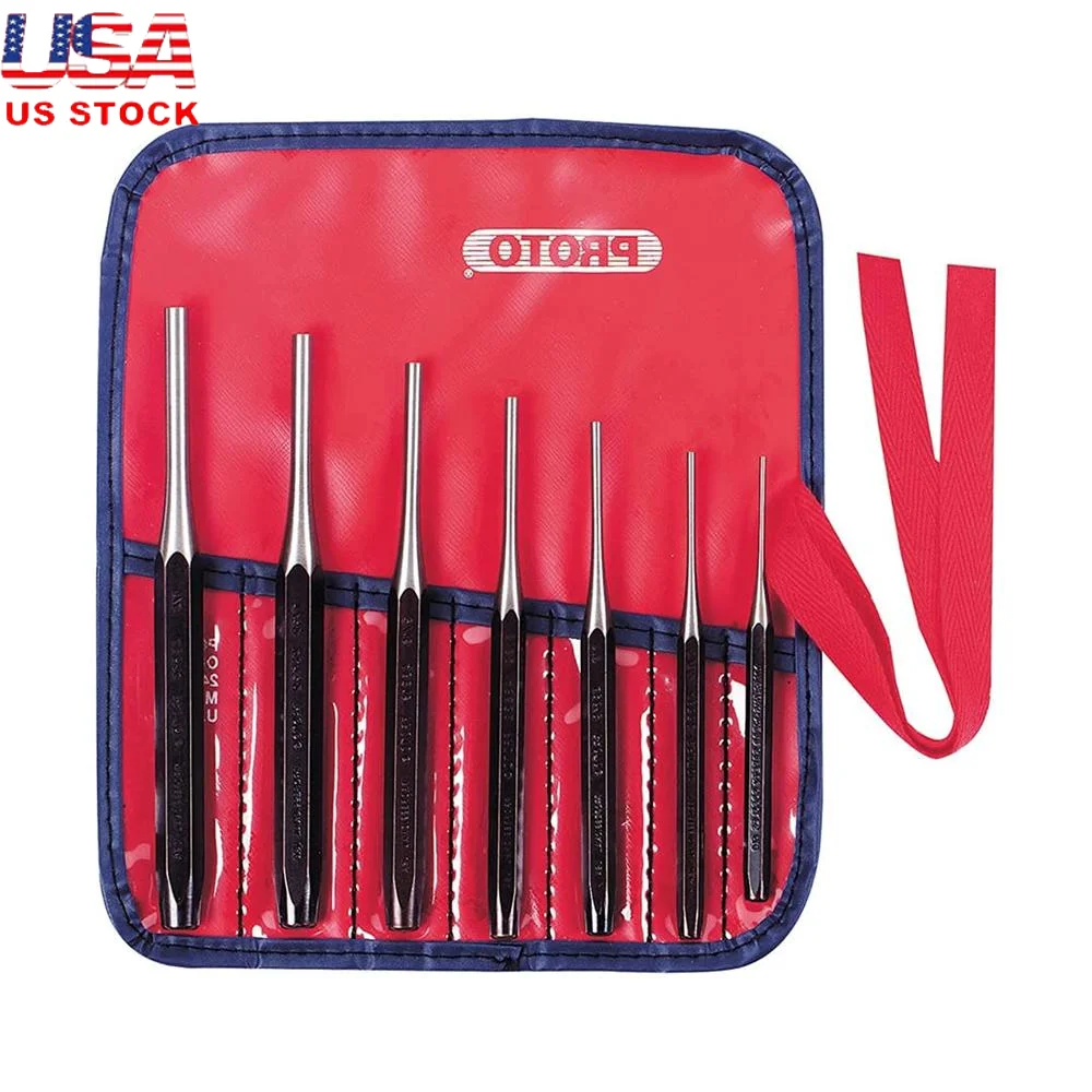 Heavy-Duty 7-Piece Pin Punch Set with Black Oxide Coating