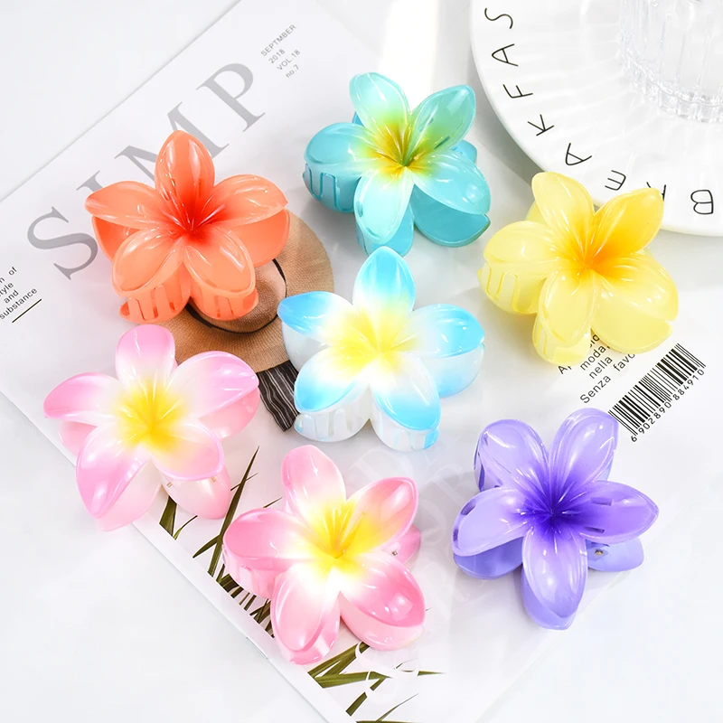 Flower Hair Claw Clips For Women Sweet Gradient Large Claw Clips For Thick Hair No-slip Hairpins Women Makeup Hair Accessories