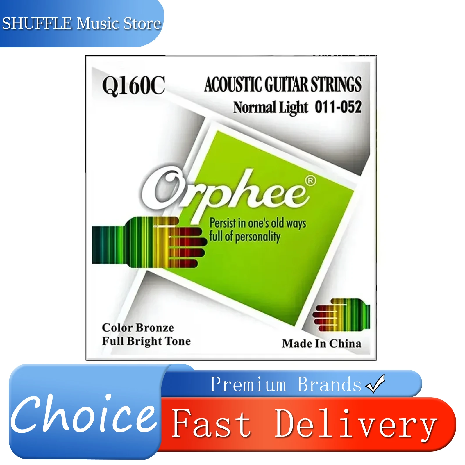 Orphee Acoustic Guitar Strings Colorful Bronze Wound Acoustic Folk Guitarra String Vacuum Packaging Guitar Strings Accessories