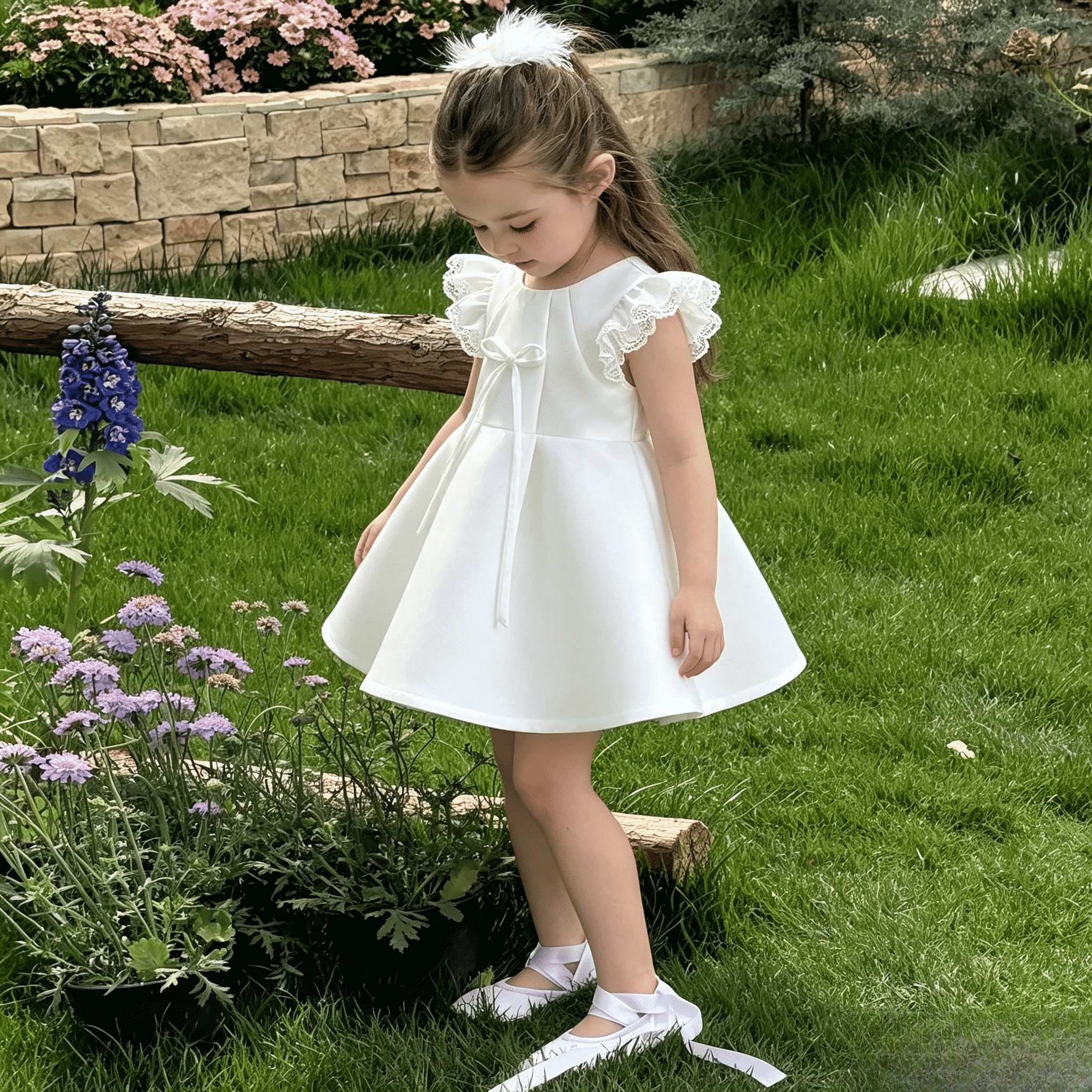 Girls Princess Summer White First Birthday Flutter Sleeve Gown Thin White New Trendy Baby Stylish Dress