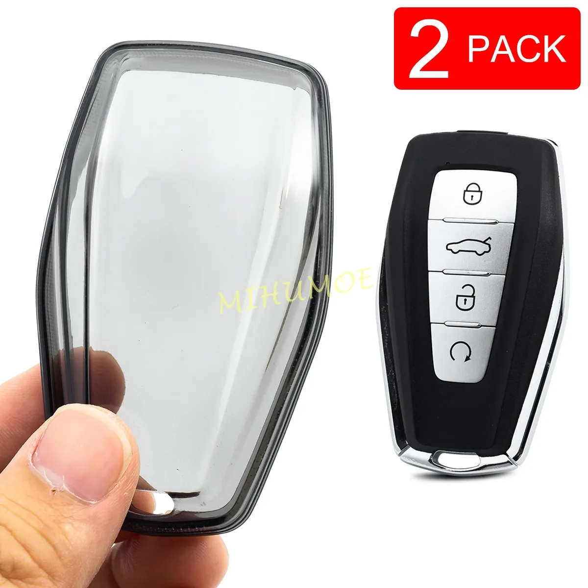 Voor Geely-koelray 2021-2025 Monjaro Geometrie C/M6 Okavango Proton X50 X90 S70 Zwart Transparant Autosleutel Beschermhoes Sleutelhanger