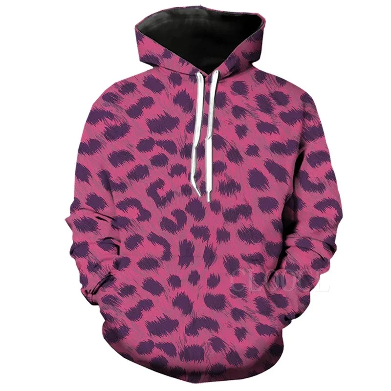 3D printed Harajuku men\'s sportswear leopard print men\'s hooded sweatshirt men\'s and women\'s leopard print pullover casual