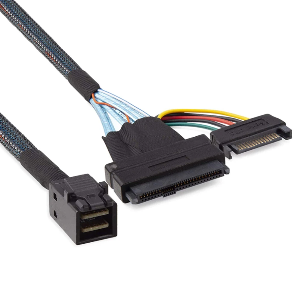 Internal PCIe 4.0 Mini SAS SFF-8643 to U.2 SFF-8639 SSD with 15 Pin Male SATA Power Cable