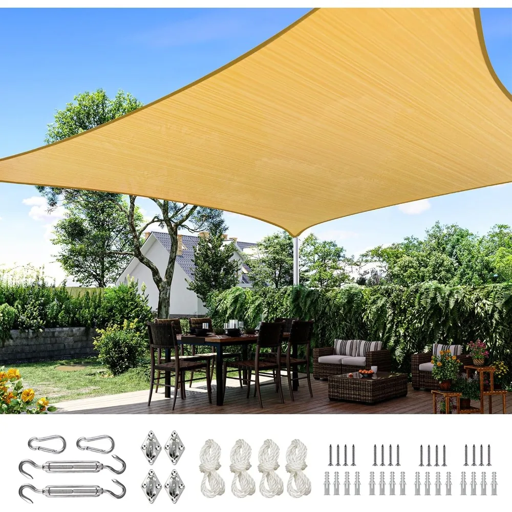 20x26ft Sun Shade Sail for Patio, 185GSM Heavy Duty Rectangular Outdoor Sunshades UV Block Outside Canopy Cover for Backyard