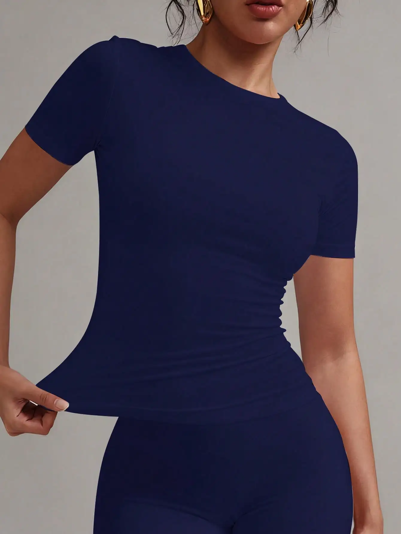 Camiseta Blanca de Manga Corta para Mujer, Corte Ajustado, para Verano, Uso Casual o Deportivo