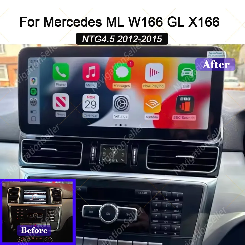 

Wireless CarPlay For Mercedes Benz ML W166 ML350 GL X166 2012-2015 Android Auto 12.3" Android Screen Multimedia Video AHD Camera