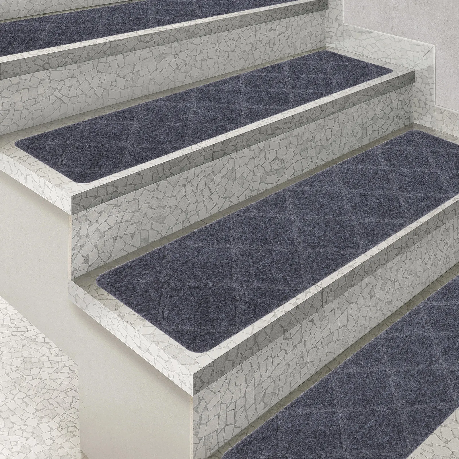 

4Pcs Anti-Skid Stair Treads Step Mats Polyester Non-Slip Stairway Treads for Wooden Steps Reusable Washable Floor Protection