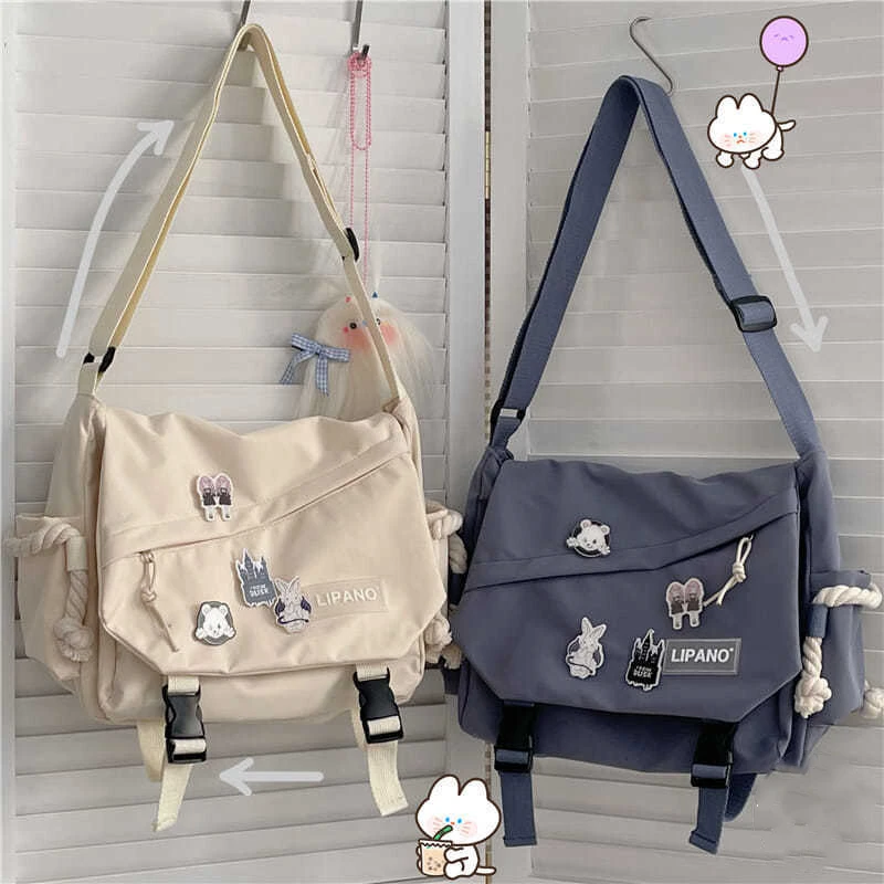 Nuove borse in Nylon borsa a tracolla borse a tracolla di grande capacità per adolescenti ragazze uomini Harajuku Messenger Bag borse da scuola per studenti