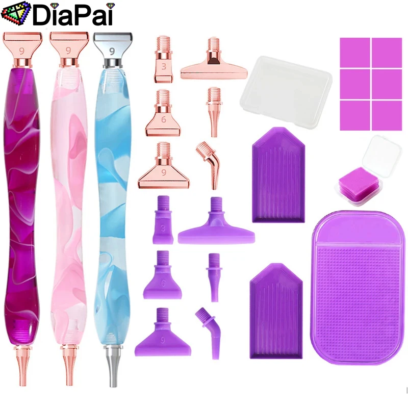 DIAPAI Deluxe Metal Screw Point Diamond Pen Set - Multifunctional DIY 5D Painting Tools for Crafting, Nail Art -Ergonomic Design