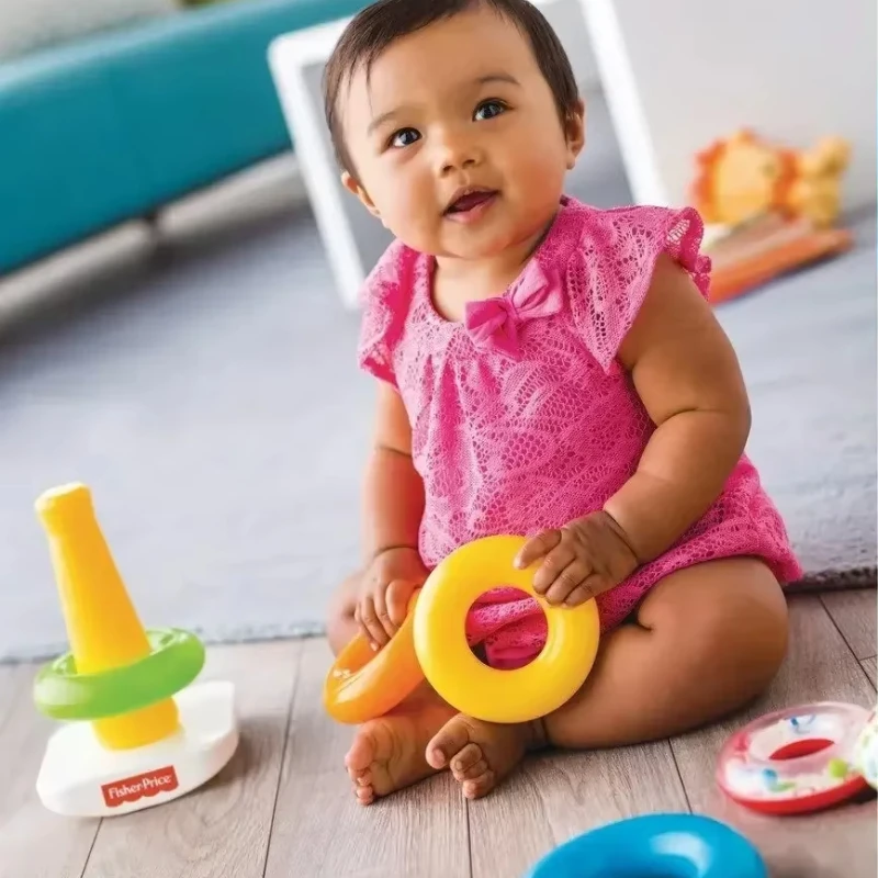 0-36 mesi impilabili nidificazione arcobaleno torre anello apprendimento brillanti nozioni di base rock-a-stack sonaglio giocattolo educativo per bambini