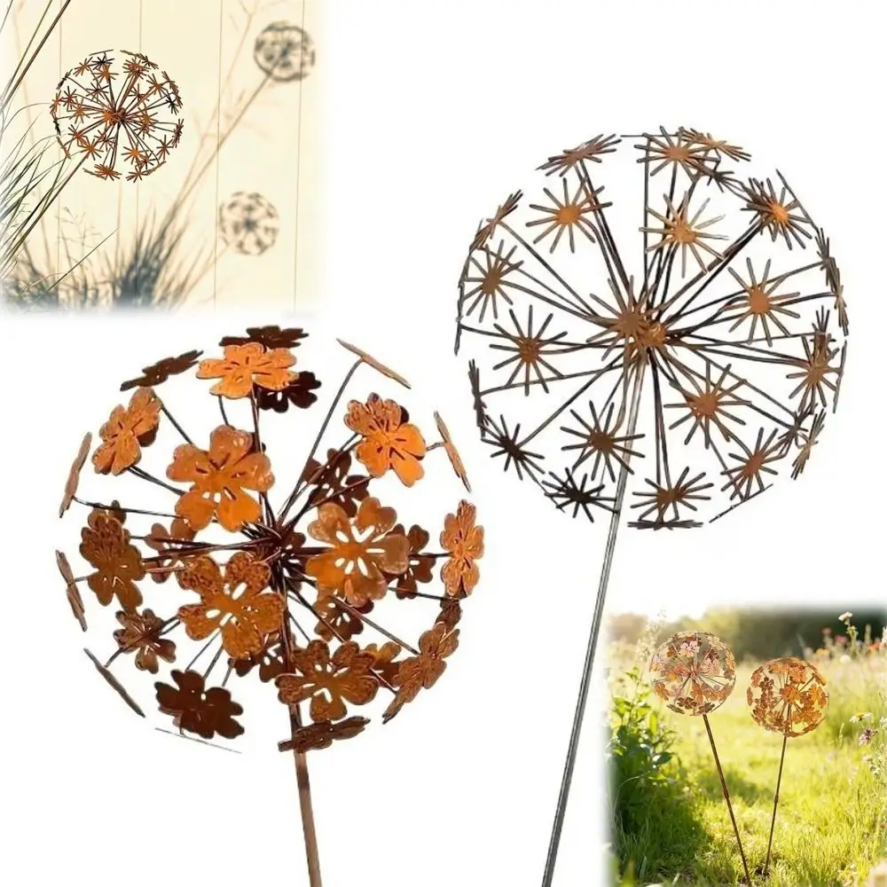 Nouveau piquet de jardin en métal 3D, style rustique, décoration de jardin vintage, ornement paysager pour la cour