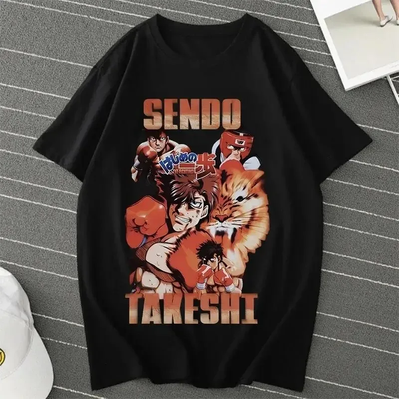 Anime Hajime No Ippo Kamogawa Boxing Gym Men Cotton T Shirt Makunouchi Takamura Celin KGB Print T Shirt Casual T Shirt Women