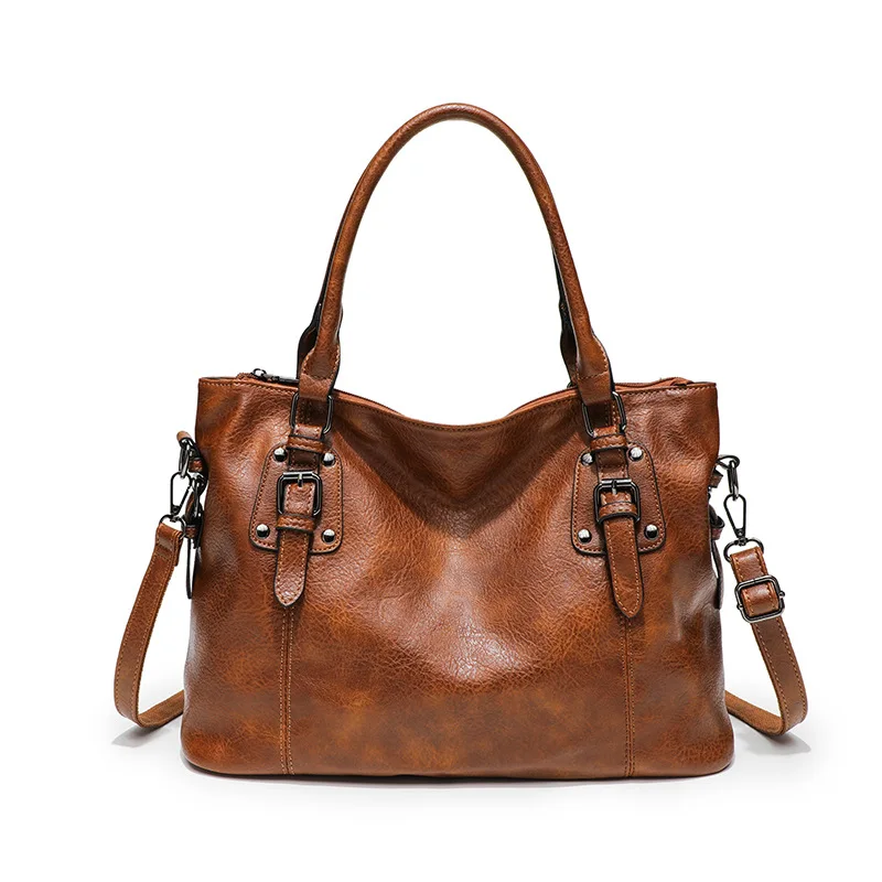 

Retro High Quality Feminina Zipper Handbag Trendy Large Capacity Shopping Tote Bag Adjustable Strap Commuting Shoulder Bag