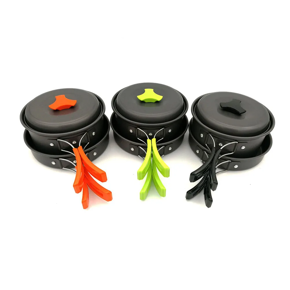 

8Pcs Camping Cookware Set Lightweight Anodized Aluminum Outdoor Cooking Kit for 1-2 Person Backpacking Hiking Picnic Bbq