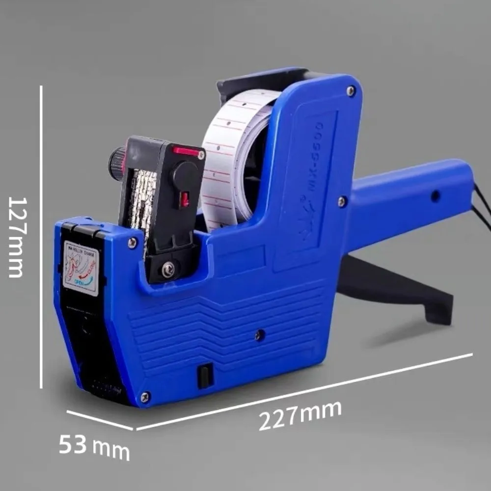 1 rotolo di etichette + 1 stampante per etichette digitali con inchiostro MX-5500 Display a 8 cifre Etichettatrice portatile Stampante per etichette per prezzi del supermercato per ufficio