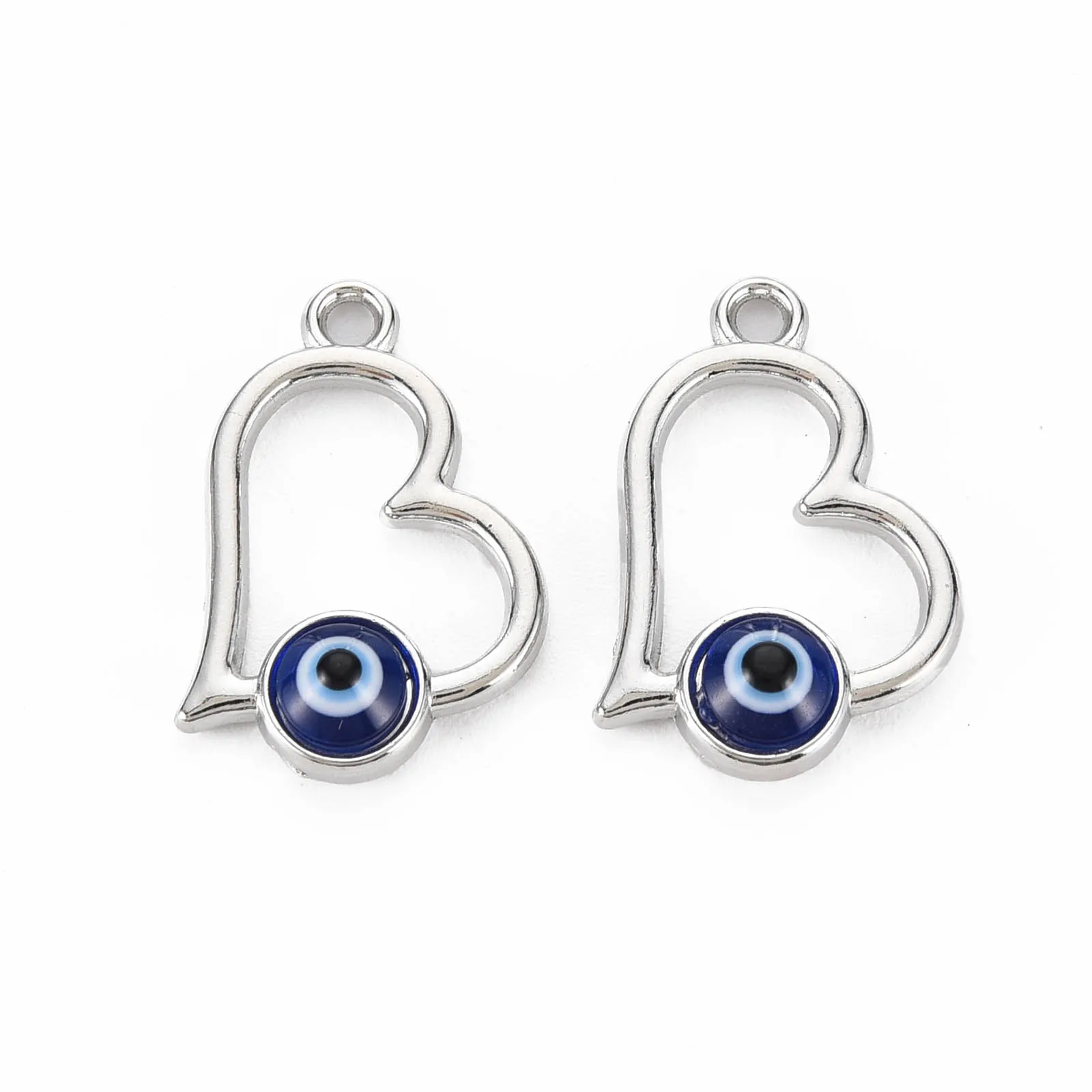 200pcs Alloy Enamel Pendants, Cadmium Free & Lead Free, Dark Blue Evil Eye