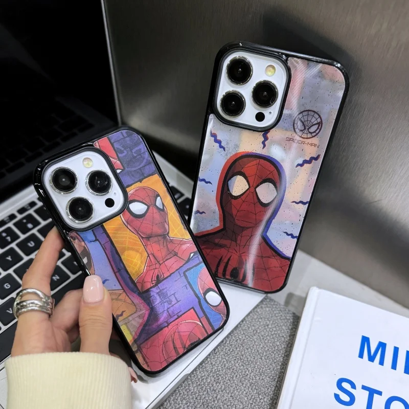 

SuperHero Marvel Spider-man Magsafe Wireless Charge 3D Changing Visual laser Case For iPhone 11 12 13 14 15 16 17 Pro Max Cover