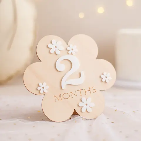 Newborn Photography Props Wooden Milestone Set Flower Garland Photo Booth Accessories Baby Shooting Props Newborn Gift Set