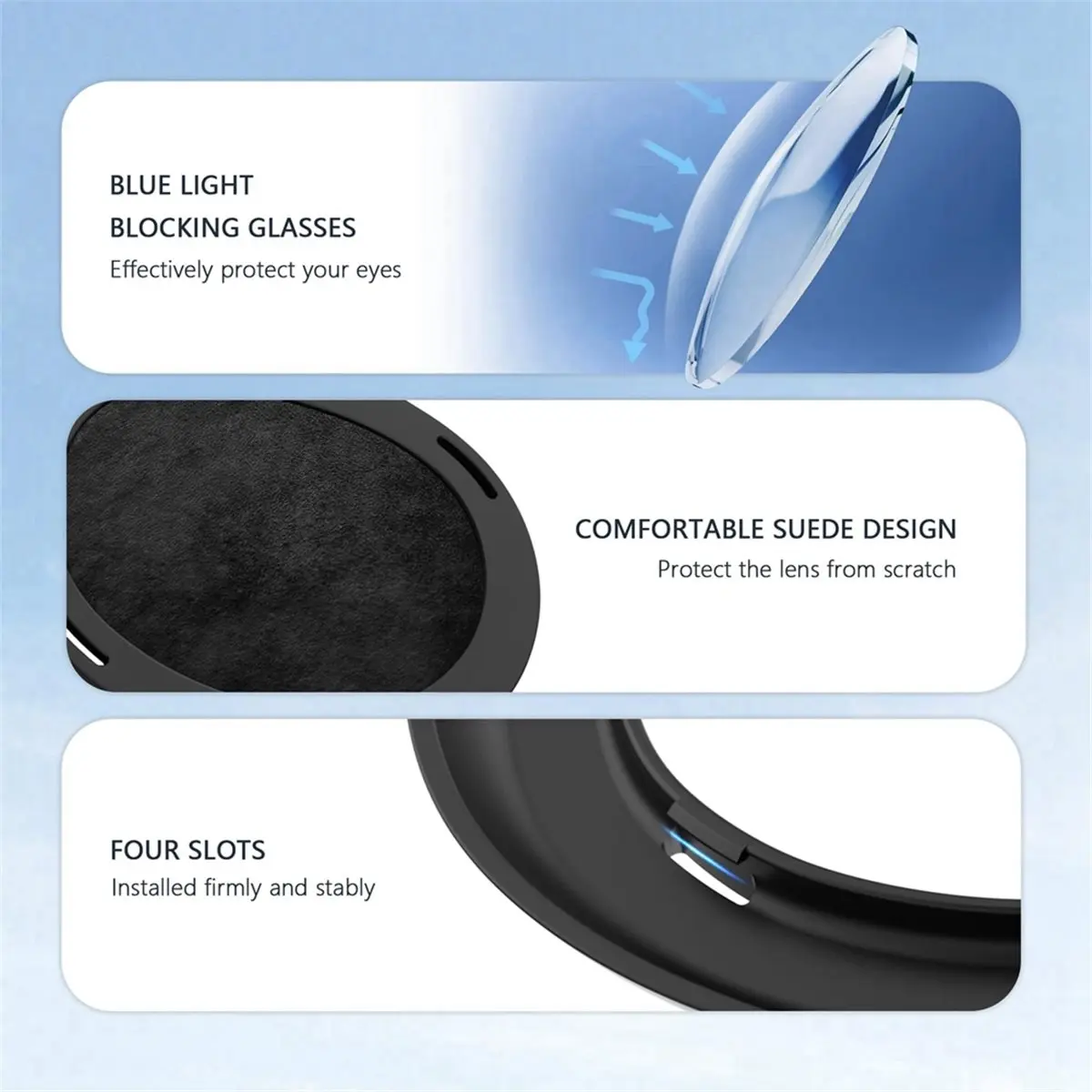 For 3 Lens Protector Kit with Anti Fog Wipe Lens Protector Cover for 3 Glasses Spacer
