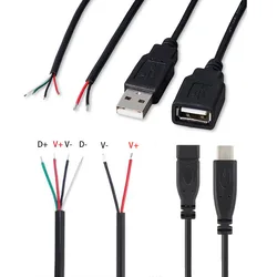 Micro USB Female Jack 4 Pin 2 Pin Male Female Power Supply Data Line Charge Cable Extension Cord Connector Q1