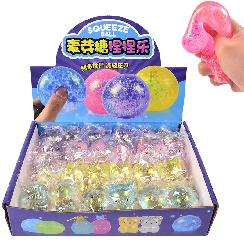 Glitter goma urso needoh pequeno animal bonito anti estresse splat descompressões ventilação squeeze brinquedo urso prop