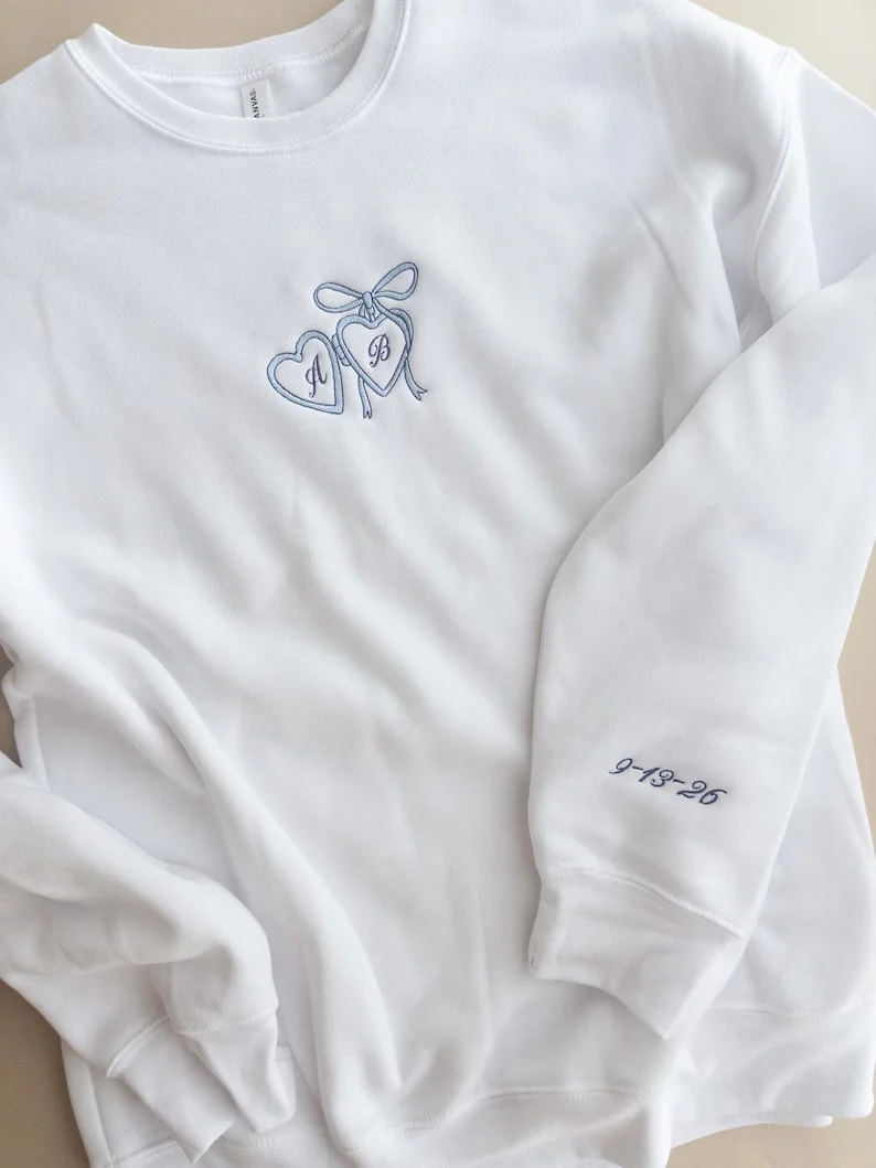 Custom Embroidered Coquette Bride Sweatshirt, Future Mrs Sweatshirt, Gift for Fiancee, Custom Bride Sweater, Bridal Shower Gift