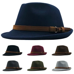 Gentleman Casual Felt Hat Women Men Elegant Fedoras Lady Party Wedding Church Caps Adjustable Wool Jazz Hats Suede Chapeau New