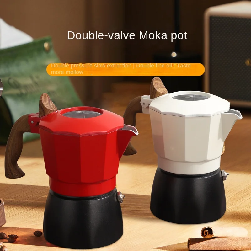 Válvula dupla Moka Pot Retro Outdoor Coffee Maker Máquina De Espresso para Uso Doméstico Pequeno Moka Pot