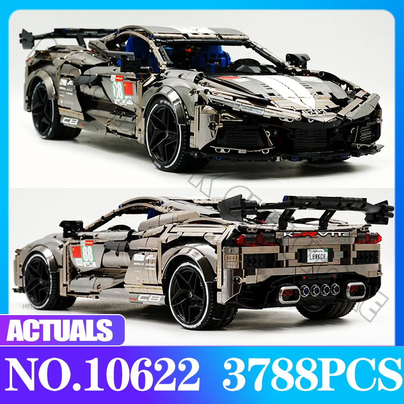 High-Tech Speed Champions CorvettEE C8 Racing Car Model 10622 Hypercar Building Block Brick 1:8 Scale Children Puzzle Toys Gifts