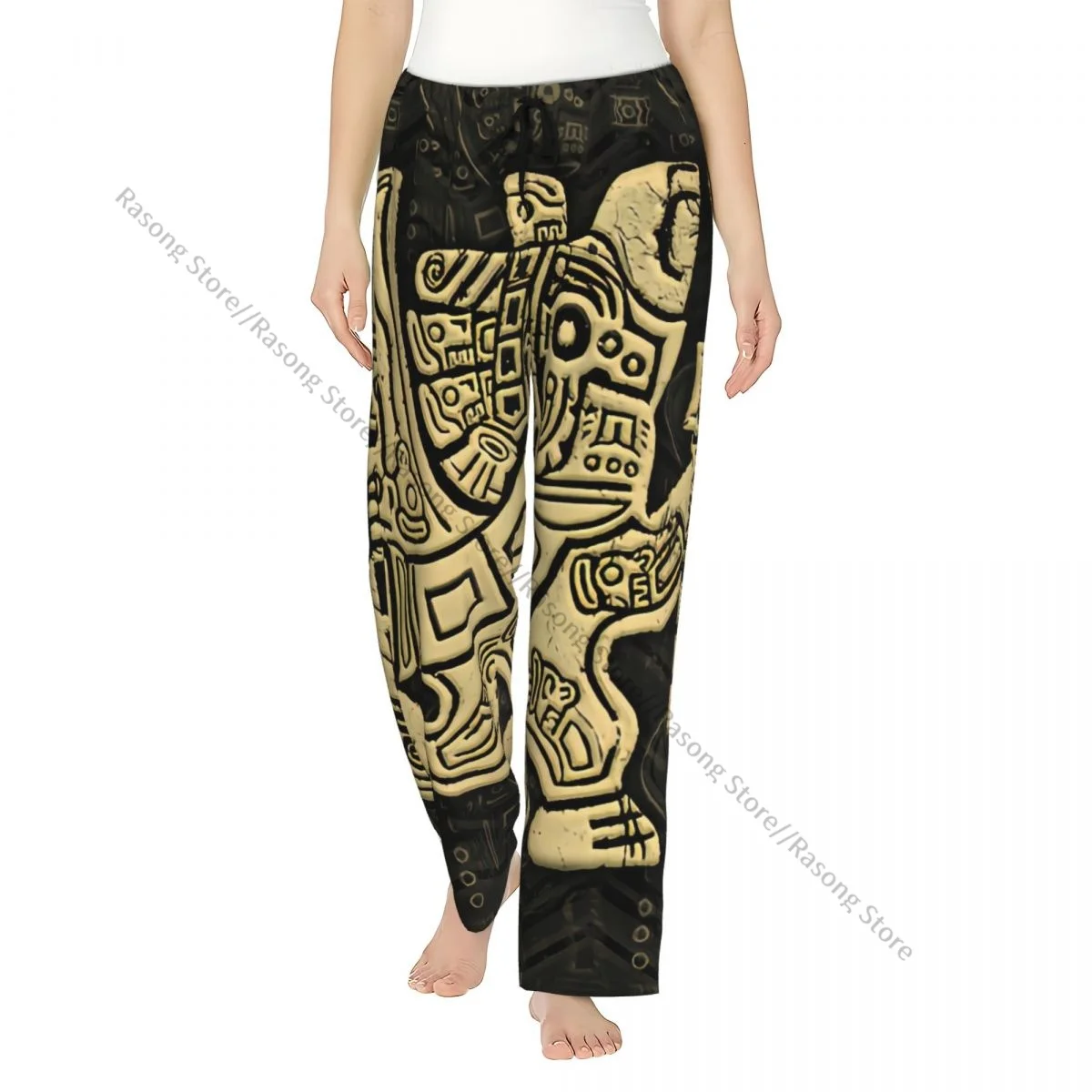 Warm Women Pajama Pants Aztec Eagle Warrior Grunge Sleep Bottoms Soft Loungewear