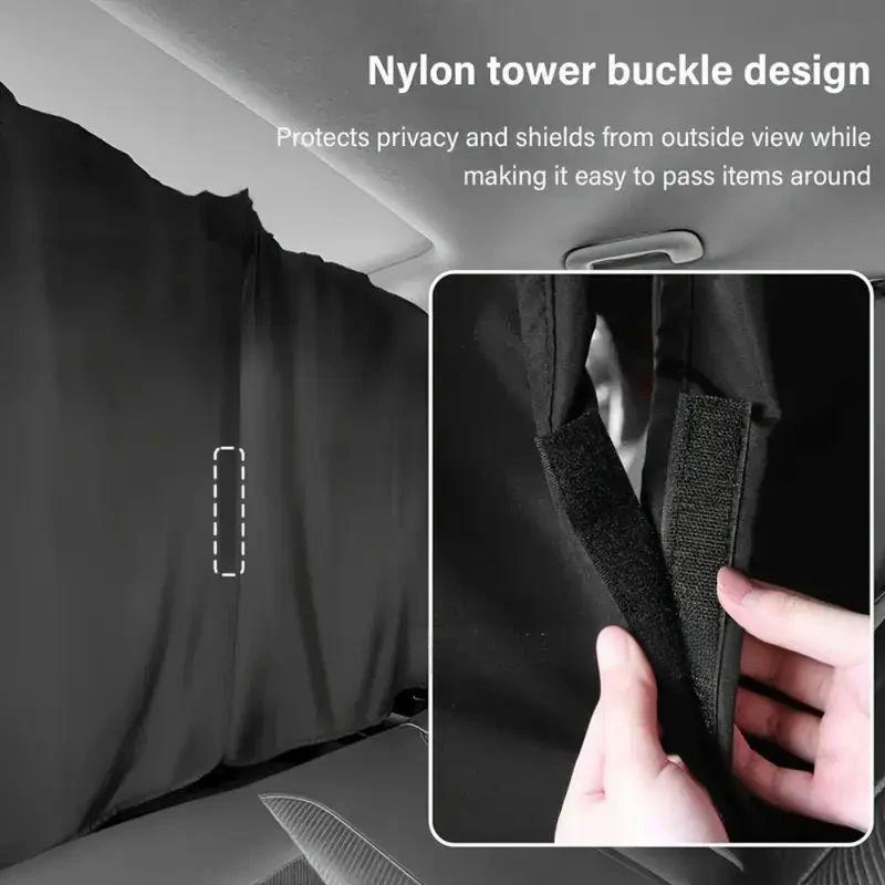 4PCS Car Rear Partition Curtains Sunshade Privacy Double Opening Fabric Curtains for Vehicle Back Seat Dividers